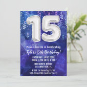 15歳の誕生日おめでとう 青と白の少年 招待状 (スタンド正面)