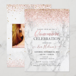 15歳の誕生日のお祝い、星に書かれた、マルチ+ローズゴールド 招待状