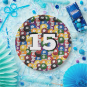 15歳の誕生日のビリヤード・ボール ペーパープレート (パーティー)