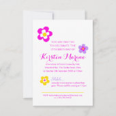 15歳の誕生日の花イエローピンク紫のサプライズ 招待状 (裏面)