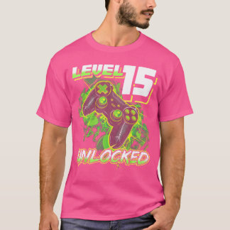 15歳の誕生日を迎えるゲーマー男子のためのおもしろバースデーグッズ Tシャツ