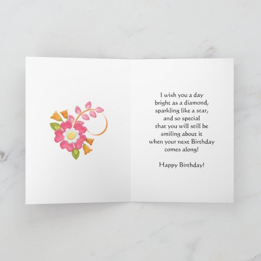 15歳の誕生日カードに見えるクラフト カード (内部)