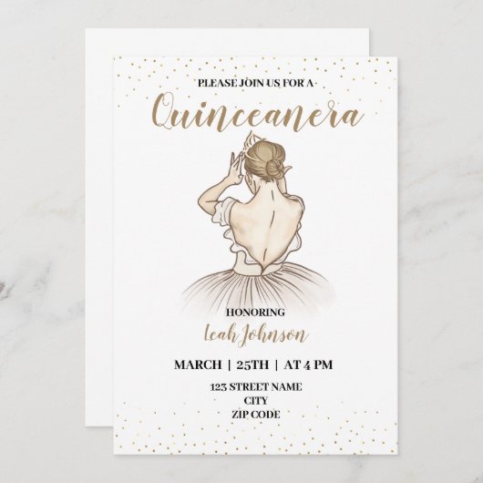 15歳の誕生日キンセアニェラ 招待状 (正面/裏面)