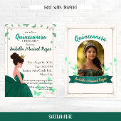 15歳の誕生日グリーンエレガントプリンセス招待状 招待状