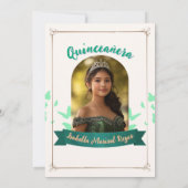 15歳の誕生日グリーンエレガントプリンセス招待状 招待状 (裏面)