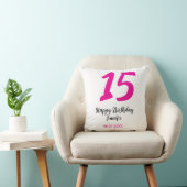 15歳の誕生日ケーキの日付年入れられるピンクテンプレート クッション (椅子)