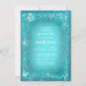 15歳の誕生日ターコイズブルーの蝶のクイーンセアニエラ 招待状 (裏面)