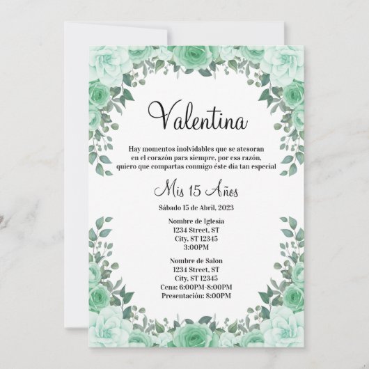 15歳の誕生日パーティーの招待状 招待状 (正面)