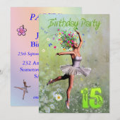15歳の誕生日パーティーの招待 招待状 (正面/裏面)
