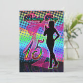 15歳の誕生日パーティーへの招待、ネオン、女性S 招待状 (スタンド正面)