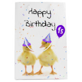 15歳の誕生日パーティーアヒル（気球） ミディアムペーパーバッグ (正面)