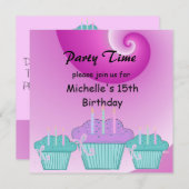 15歳の誕生日パーティー招待状 招待状 (正面/裏面)