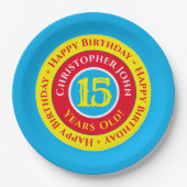 15歳の誕生日パーティー用紙皿 ペーパープレート (正面)