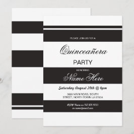 15歳の誕生日パーティー　キンセアニェラ　ブラック　ストライプ　招待状 招待状