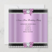 15歳の誕生日パーティー ゼブラ ライラック パール 招待状 (裏面)