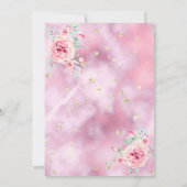 15歳の誕生日パーティー ピンクのドレス 花柄 ゴールド 招待状 (裏面)