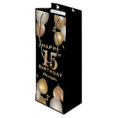 15歳の誕生日パーティー ブラック ゴールド バルーン ワインギフトバッグ (裏面アングル)