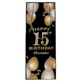 15歳の誕生日パーティー ブラック ゴールド バルーン ワインギフトバッグ (裏面)