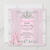 15歳の誕生日パーティー ライトピンクの靴4 招待状 (正面)