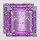 15歳の誕生日パーティー 紫 2 招待状 (正面/裏面)