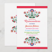15歳の誕生日パーティー 花のフィエスタ メキシコ風 誕生日 招待状 (正面/裏面)