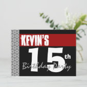 15歳の誕生日パーテモダンィー赤と白の2E 招待状 (スタンド正面)