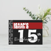 15歳の誕生日パーテモダンィー赤と白 招待状 (スタンド正面)