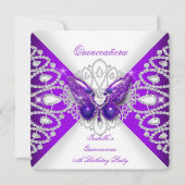 15歳の誕生日パープルバタフライティアラパーティー2 招待状 (正面)