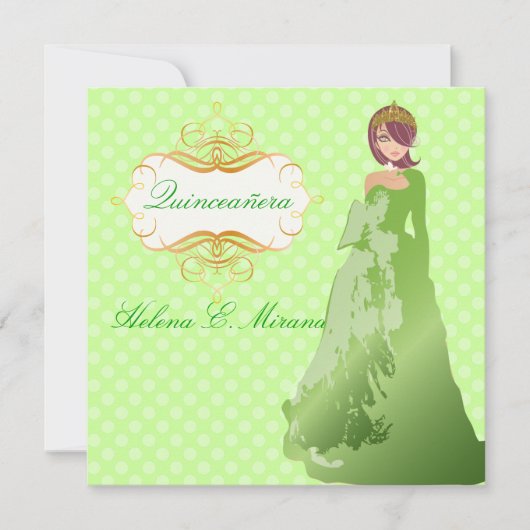 15歳の誕生日プリンセス/水玉模様 招待状 (正面)