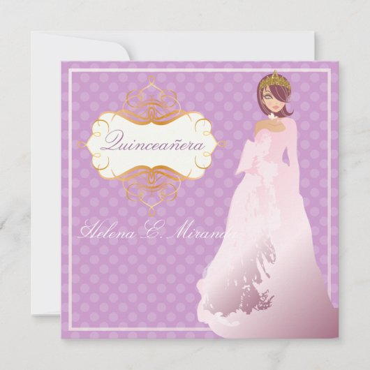 15歳の誕生日プリンセス/DIY背景 招待状 (正面)