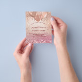 15歳の誕生日会　ローズピンクの風船　予算に合わせた招待状 チラシ (手)