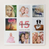 15歳の誕生日写真付きの女の子の白 ジグソーパズル (縦)