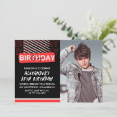 15歳の誕生日招待状メンズパーティーフォトレッド 招待状 (スタンド正面)