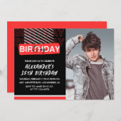 15歳の誕生日招待状メンズパーティーフォトレッド 招待状 (正面/裏面)