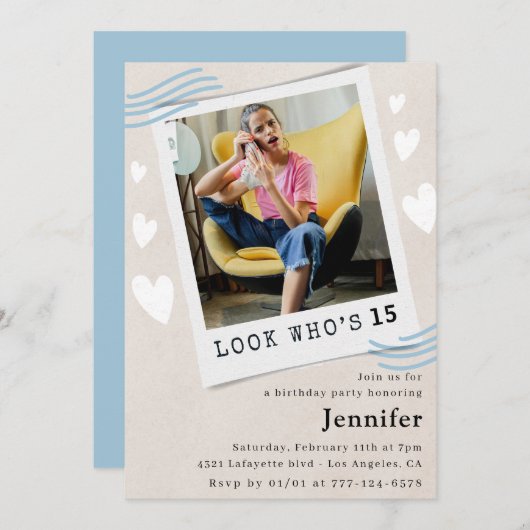 15歳の誕生日招待状 招待状 (正面/裏面)