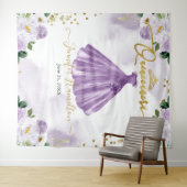 15歳の誕生日背景 紫の花のドレス タペストリー (インサイチュ(横))