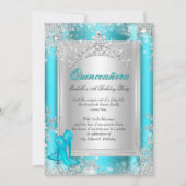 15歳の誕生日 ウィンター ワンダーランド ティール アクア 招待状 (正面)