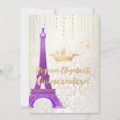 15歳の誕生日/エッフェル塔/パリのプリンセス/パープル 招待状 (正面)