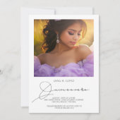 15歳の誕生日 エレガントなキンセアニエラ フォト招待状 招待状 (正面)