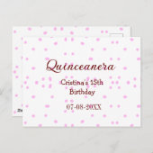 15歳の誕生日 キュイーンセニェーラ ピンクのドット 名前を追加 ポストカード (正面/裏面)