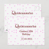 15歳の誕生日 キュイーンセニェーラ 名前 ピンクのドット ポストカード (正面/裏面)