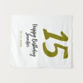 15歳の誕生日 キンセネラ 追加 日付 年 金色 タペストリー (正面(横))