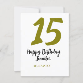 15歳の誕生日 キンセネラ 追加 日付 年 金色 ポストカード