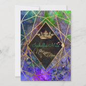 15歳の誕生日/ギャラクシー/ネオンパープル/プリンセス/クラウン 招待状 (正面)