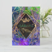 15歳の誕生日/ギャラクシー/ネオンパープル/プリンセス/クラウン 招待状 (スタンド正面)