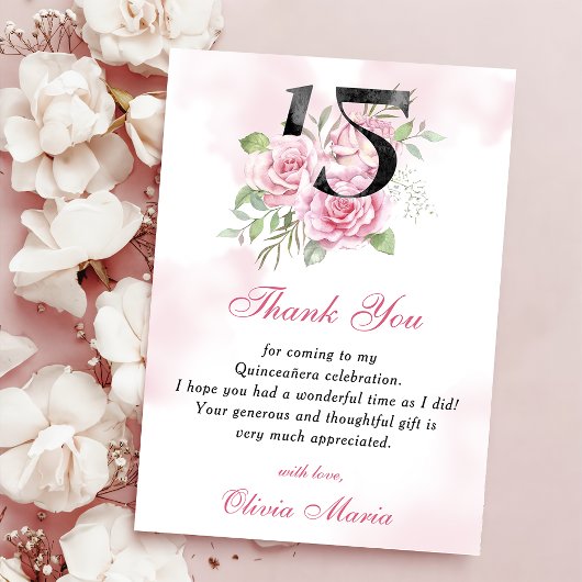 15歳の誕生日 クインツェアニエラ 花の感謝カード 招待状