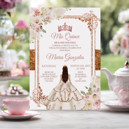 15歳の誕生日 クイーンセニョーラ アイボリー クーパー フラワーロイヤルクラウン 招待状