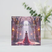 15歳の誕生日 クイーンセニョーラ ケーキ ピンク パープル ドレス 招待状 (スタンド正面)