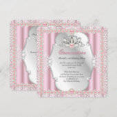 15歳の誕生日 クイーンセニョーラ パールピンク シルバー 2 招待状 (正面/裏面)