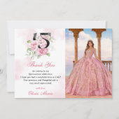 15歳の誕生日 クイーンセニョーラ フラワー感謝カード 招待状 (正面)